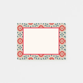 Bloco De Notas Flores Vermelhas Folclóricas e Folhas Verdes