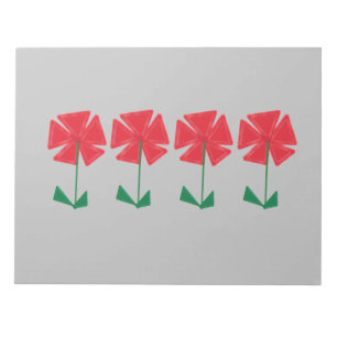 Bloco De Notas flores vermelhas na camada de fundo da cinza
