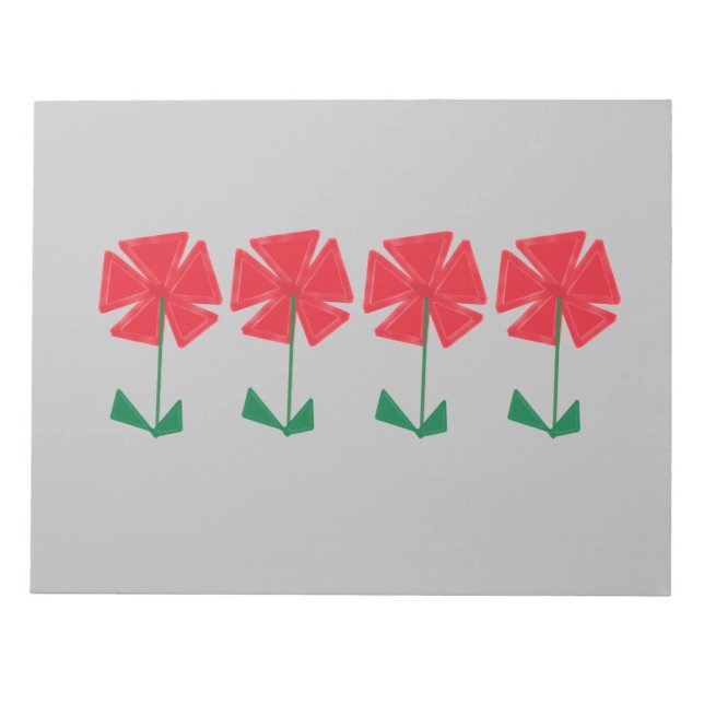 Bloco De Notas flores vermelhas na camada de fundo da cinza (Frente)