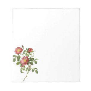 Bloco De Notas Flores Vintage Floral Rosa Vermelha do Amor por Re