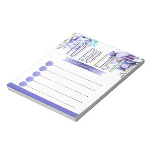 Bloco De Notas Flores violetas aquáticas organizadas para fazer