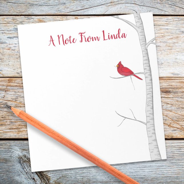 Bloco De Notas Floresta de inverno Botânica Vermelha Cardeal Eleg (Watercolor winter red cardinal birch tree notepad
)