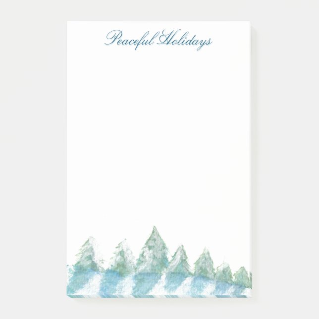 Bloco De Notas Floresta de Inverno Pacífica Natal Aquarela (Frente)