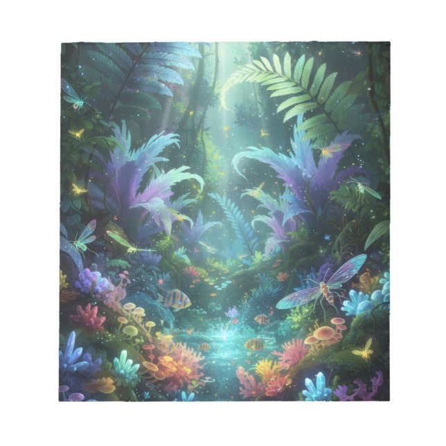 Bloco De Notas Floresta Mágica Encantada Biolucente  (Frente)