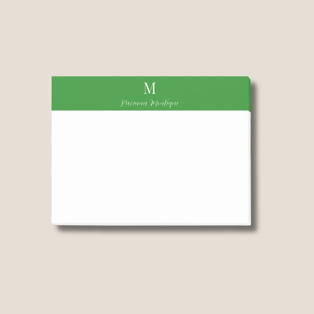 Bloco De Notas Floresta Verde Moderno Nome Personalizado Monogram (Criador carregado)