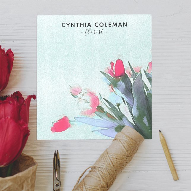 Bloco De Notas Florista de Ilustração de Buquê de Tulipas de Aqua (Criador carregado)