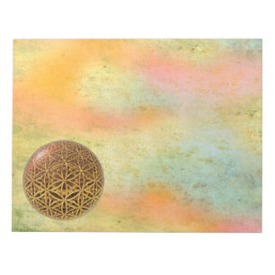 Bloco De Notas Flower Of Life / Blume des Lebens - ball grid gold