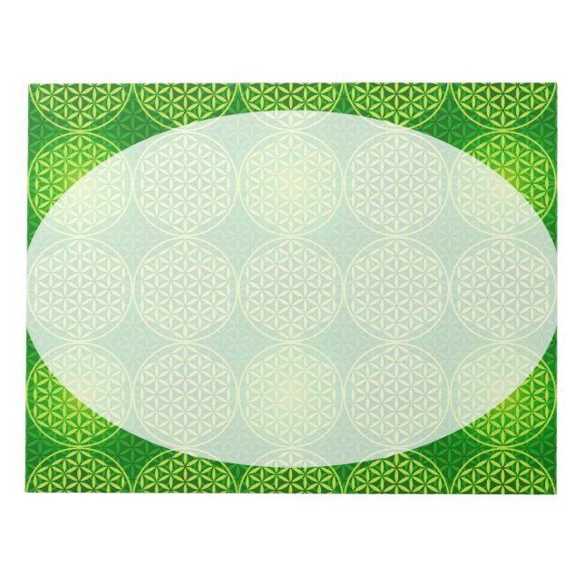 Bloco De Notas Flower of Life - stamp pattern - green (Frente)