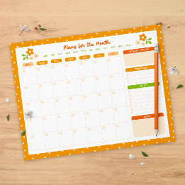 Bloco De Notas Flower Polka Dots Monthly Sunday Start Planner