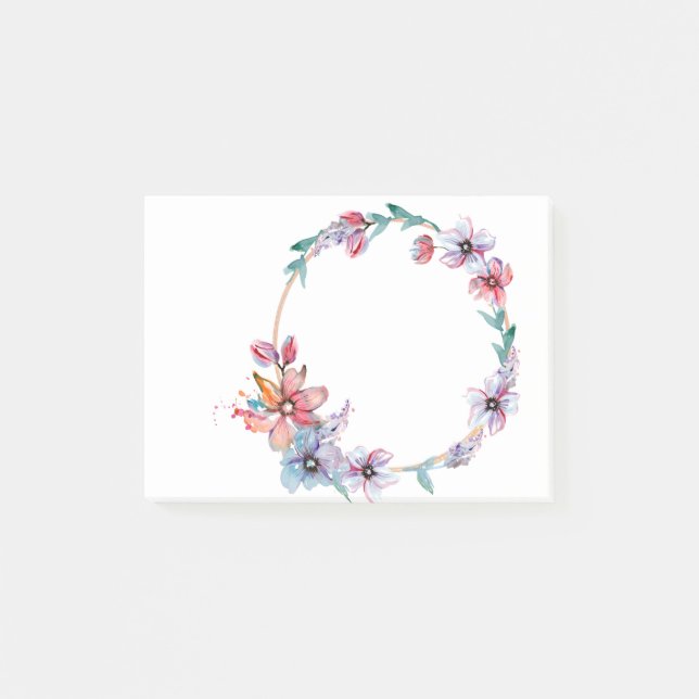 Bloco De Notas Flowers Wreath Frame Boundary Flower Border (Frente)