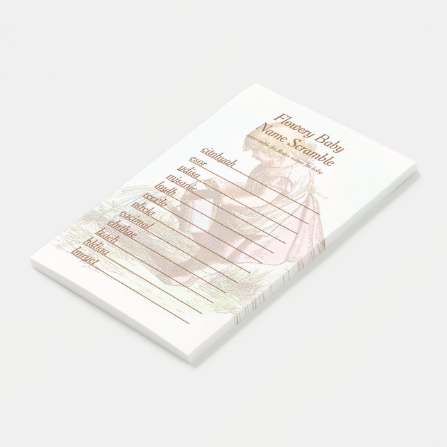 Bloco De Notas Flowery Baby Name Scramble Chá de fraldas Word Gam (Inclinado)