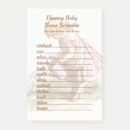 Bloco De Notas Flowery Baby Name Scramble Chá de fraldas Word Gam