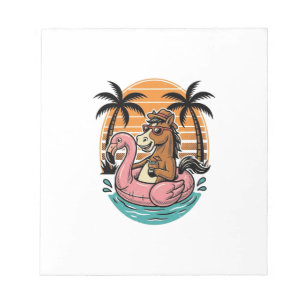 Bloco De Notas Flutuador de Flamingo de Cavalo Vintage Design de