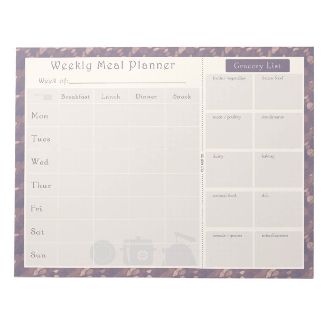 Bloco De Notas Fluxo Roxo do Planejador de Refeições (Frente)