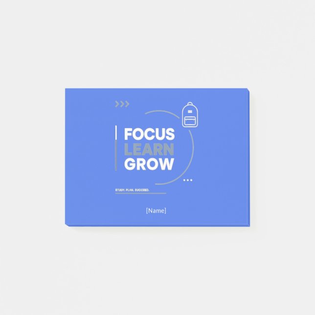 Bloco De Notas Focus Learn Grow / Motivación y Éxito Escolar  (Frente)