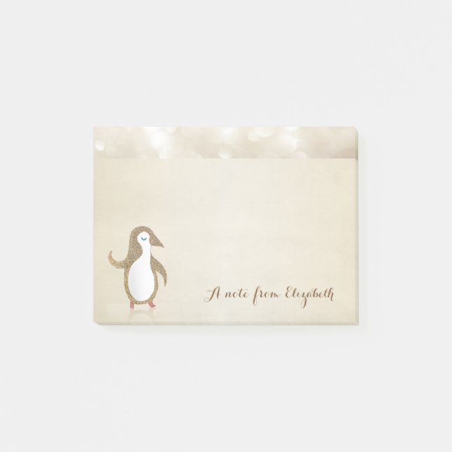 Bloco De Notas Fofa Adorável Estilosa, Feliz Pinguim (Frente)