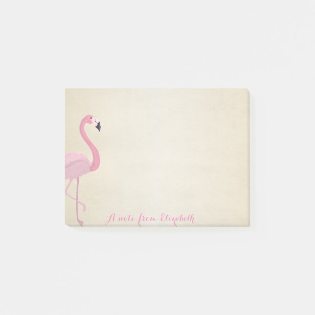 Bloco De Notas Fofo Adorável  Elegante , Flamingo Rosa (Frente)