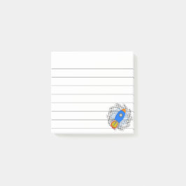 Bloco De Notas Foguete de desenho animado com tons de cinza Galáx