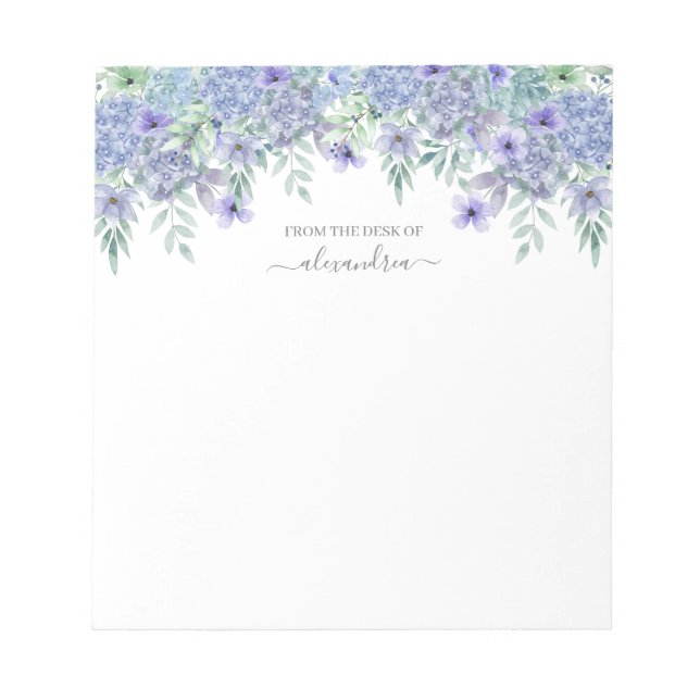 Bloco De Notas Folha Botânica Floral de Lavanda de Aquarela Elega (Frente)