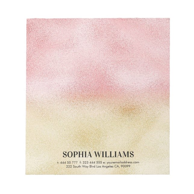 Bloco De Notas Folha de Ombre rosa e Dourada (Frente)