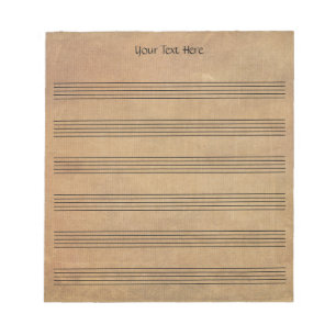 Bloco De Notas Folha de Vazios Vintage Music 6 Staves