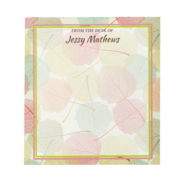 BLOCO DE NOTAS FOLHA ELEGANTE DE NATUREZA BOTÂNICA GREENERY (Frente)