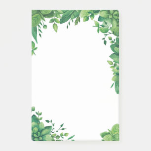 Bloco De Notas Folhagem de água verde. Botânica verde