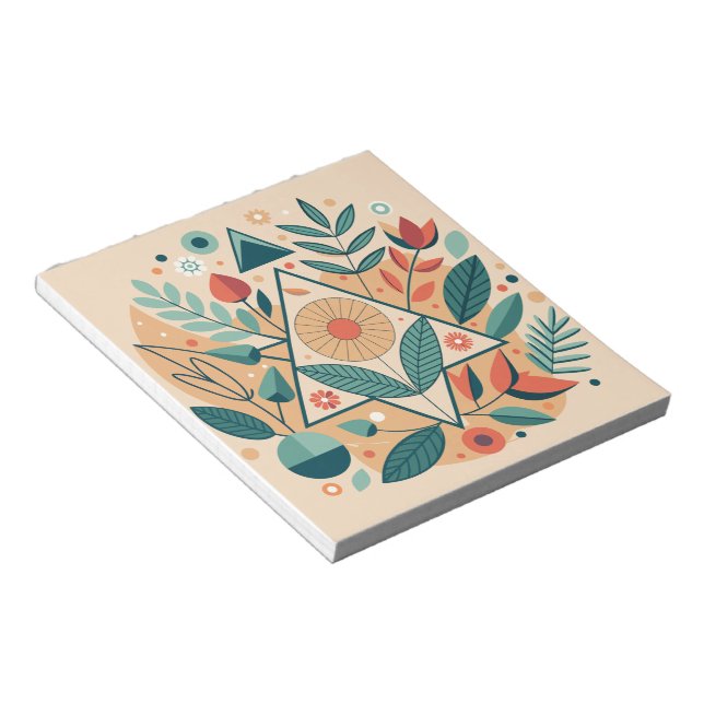 Bloco De Notas Folhagem Geométrica da Selva (Inclinado)