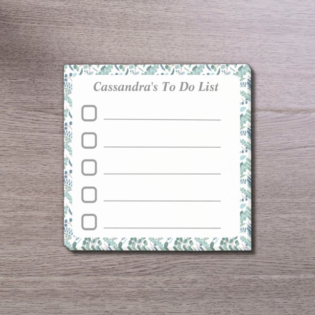 Bloco De Notas Folhagem Verde Azul na Lista de Tarefas (Criador carregado)