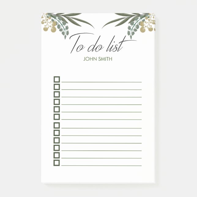 Bloco De Notas Folhas Botânicas Modernas de Aquarela Personalizad (Frente)