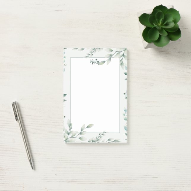 Bloco De Notas Folhas de Cinza Azul Elegante Modernas (Escritótio)
