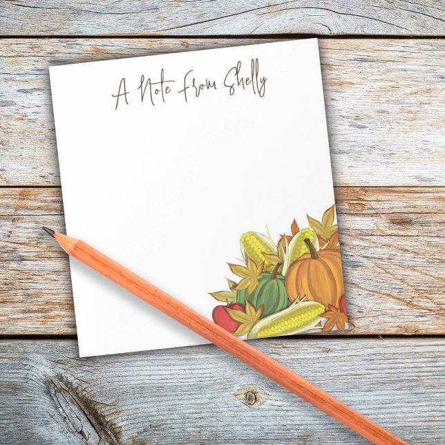 Bloco De Notas Folhas de Colheita de Quedas Elegantes de Aquarela (Fall Autumn Harvest pumpkin and gourds custom post it note pad )