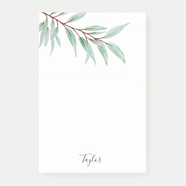 Bloco De Notas Folhas de Eucalyptus com Aquarela (Frente)