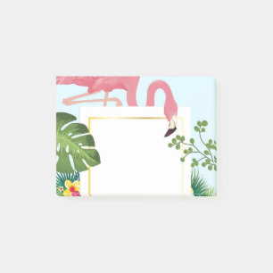 Bloco De Notas Folhas de Flamingo e Tropicais, cor-de-rosa Na mod