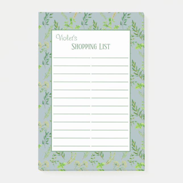 Bloco De Notas Folhas de Herbo - Lista de Compro Vinculado a Colu (Frente)