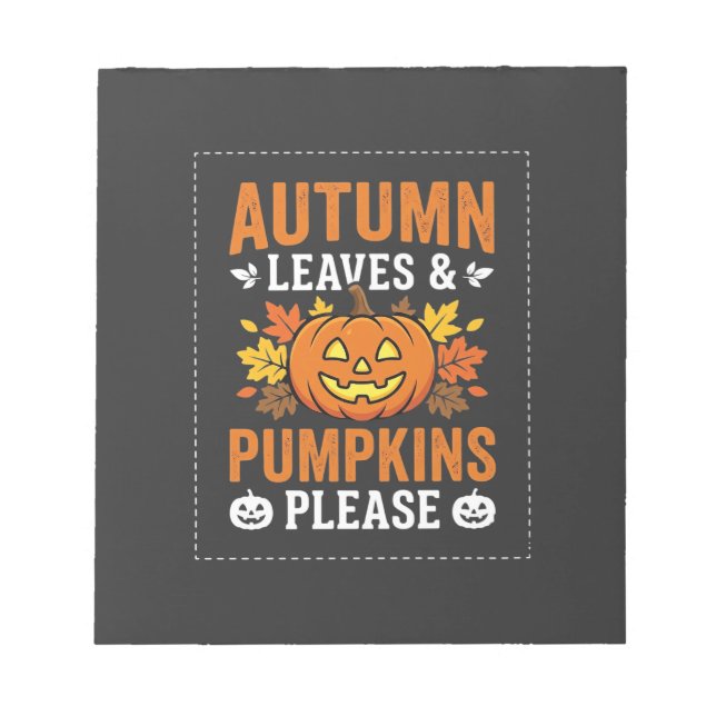 Bloco De Notas Folhas de Outono Abóbora Desenho de Halloween (Frente)