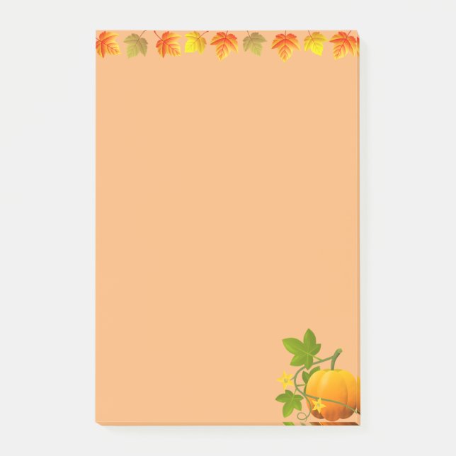 Bloco De Notas Folhas de Outono e Abóbora em Laranja (Frente)