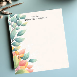 Bloco De Notas Folhas de Pastel Elegantes Nome Personalizado Botâ