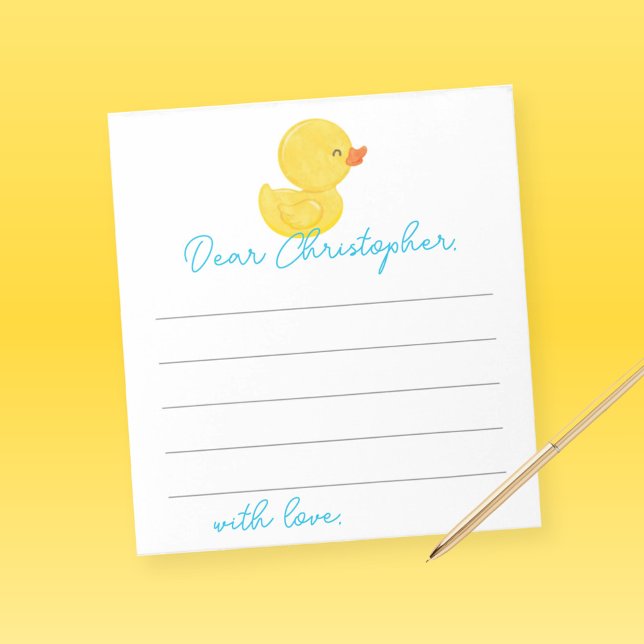 Bloco De Notas Folhas de primeiro aniversario de Pato de Borracha (Watercolor Rubber Duck Time Capsule 1st Birthday or Wishes for Baby Note Sheets for Guests)