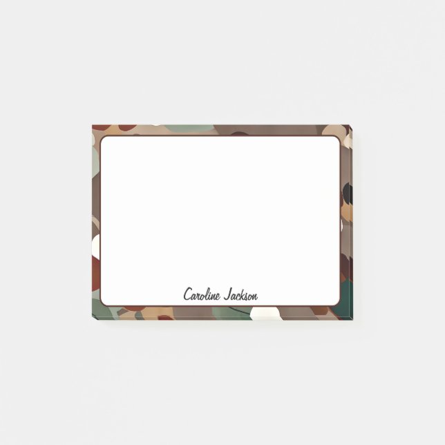 Bloco De Notas Folhas e pontos personalizados em tons terrosos (Frente)