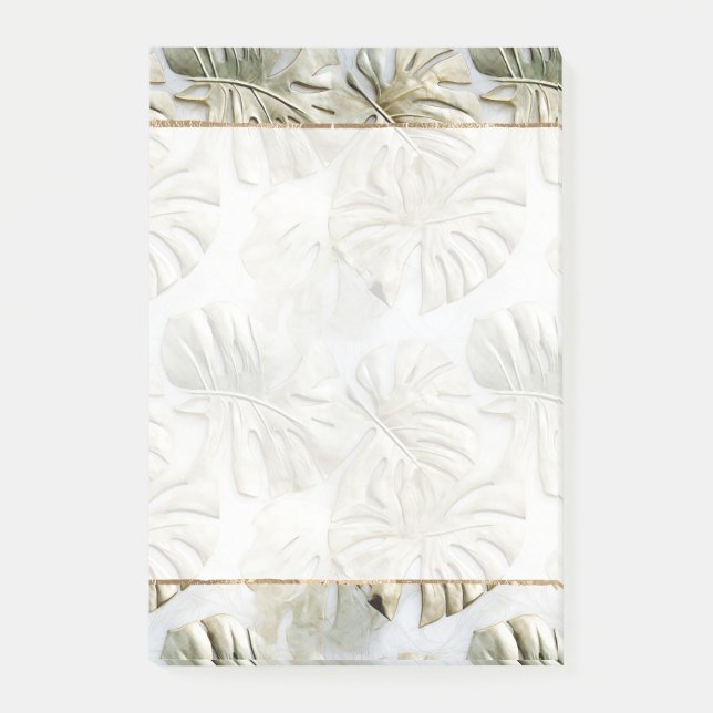 Bloco De Notas Folhas Tropicais Verdes Douradas (Frente)