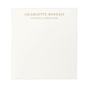 Bloco De Notas Fonte Serif Cream Gold Nome Profissional Posição