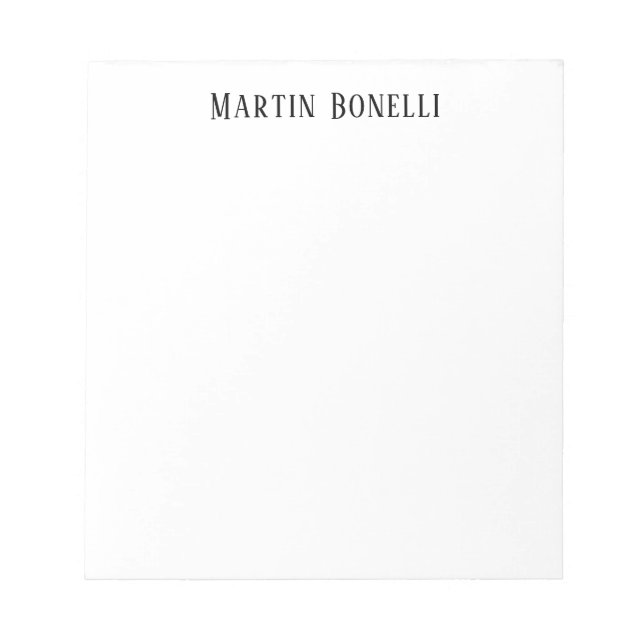 Bloco De Notas Fonte Serifada Preto e Branco Profissional Moderna (Frente)