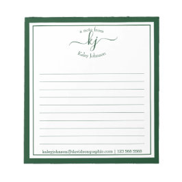 Bloco De Notas Forest Green Script Name From The Desk Of Notepad