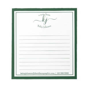 Bloco De Notas Forest Green Script Name From The Desk Of Notepad