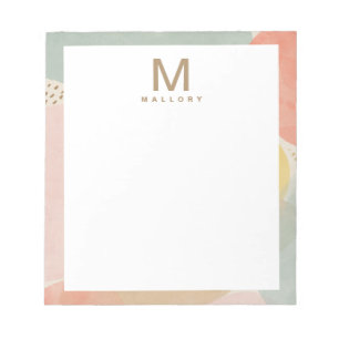 Bloco De Notas Formas Abstrato Coloridas do Monograma Chic