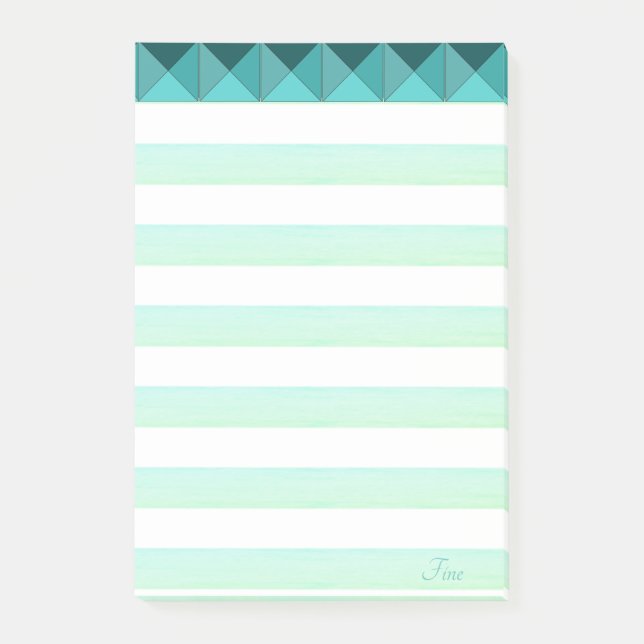 Bloco De Notas Formas de Pirâmide de Hortelã Verde & Listras (Frente)