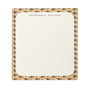 Bloco De Notas Formas Geométricas Retroativas Douradas a Preto Pe