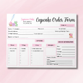 Bloco De Notas Formulário de Encomenda de Cupcakes com Rolinho de