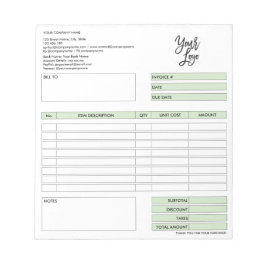 Bloco De Notas Formulário de fatura Cotação comercial Adicionar l